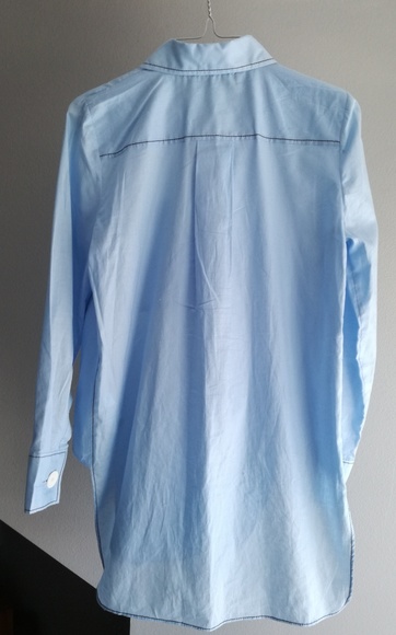 Zara light blue contrasting top stitch button down - Picture 6 of 8